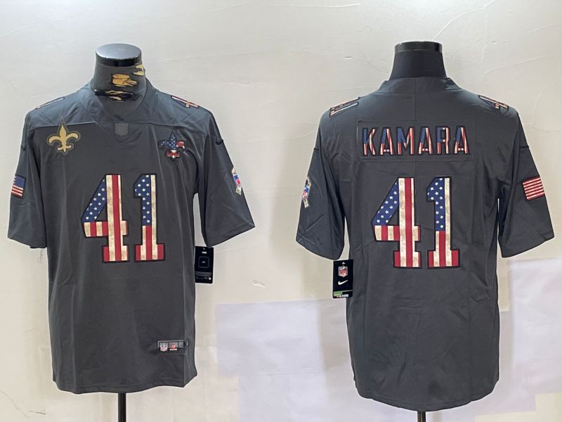 Men New Orleans Saints #41 Kamara Grey 2024 Nike National Flag Limited NFL Jersey style 4